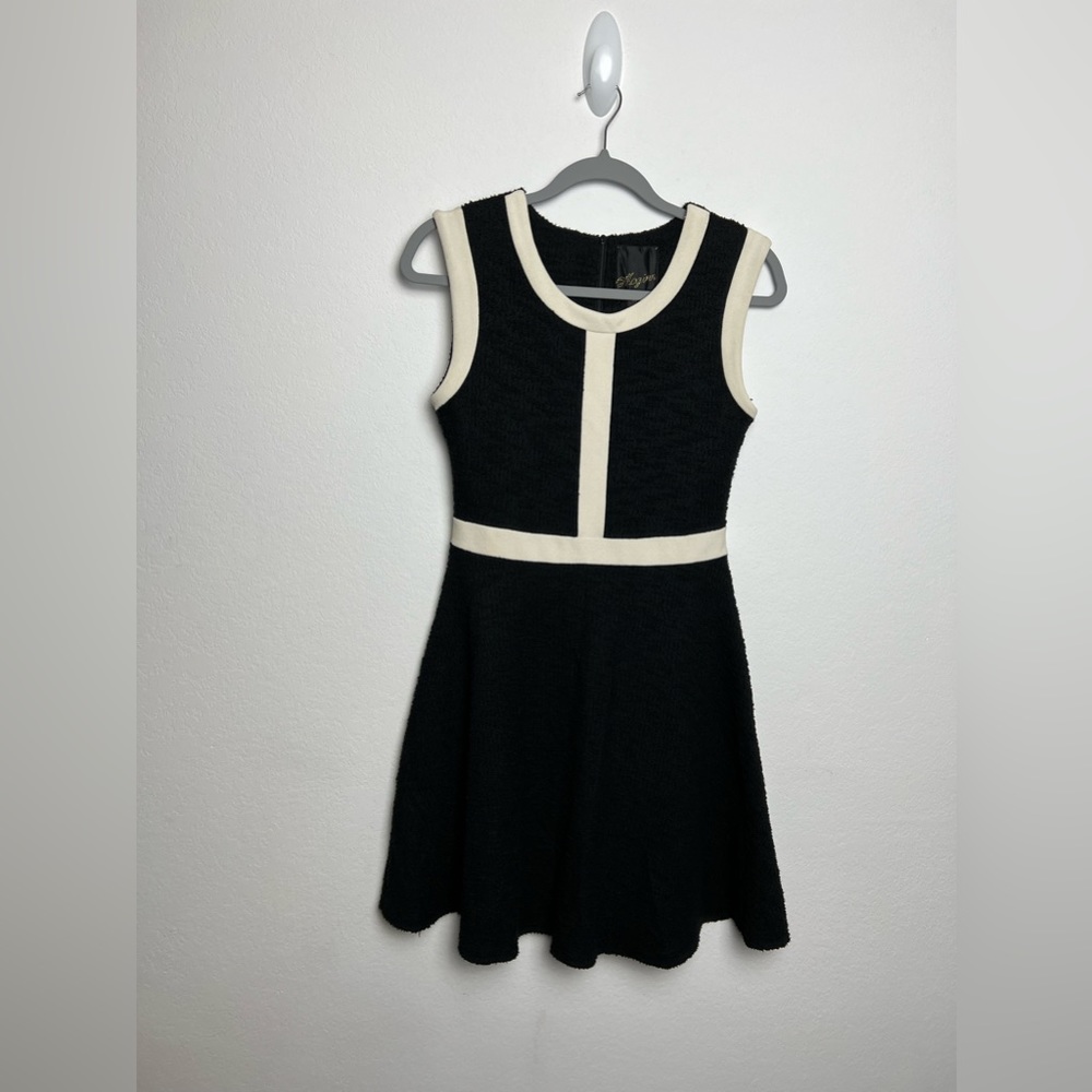 Vintage McGinn Black & Ivory Sleeveless Texture Dress Office Evening